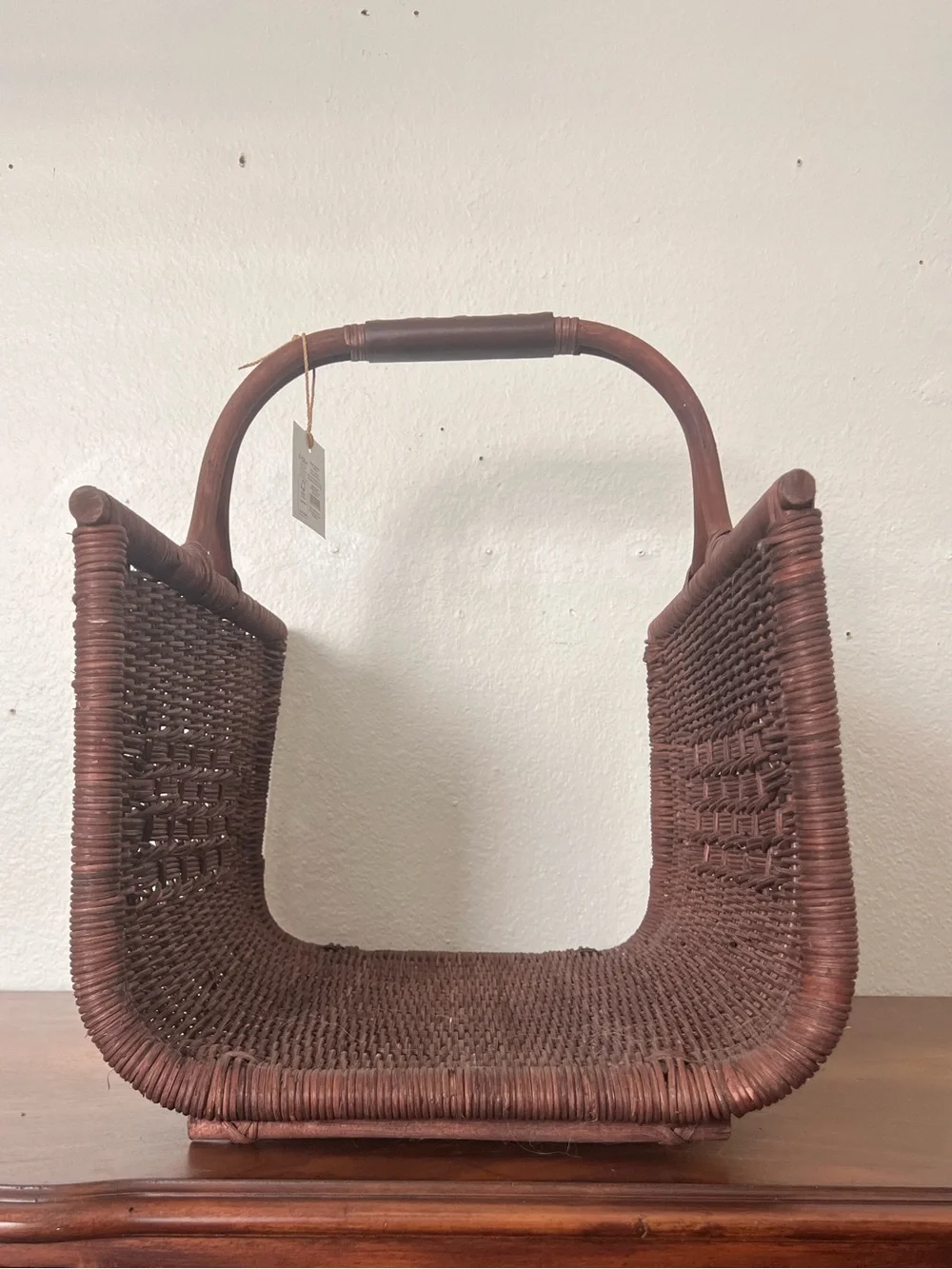 Threshold Studio McGee Woven Rattan Handled Log Holder
